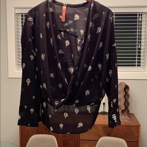 silk hot air balloon patterned blouse